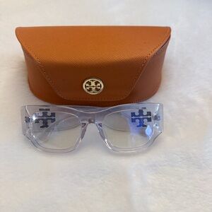 Tory Burch Transparent Glasses with Orange Case